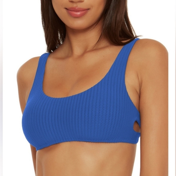 BECCA Other - Becca Line in The Sand Blue Harley Rib  Textured Bralette Swim Bikini Top D Cup